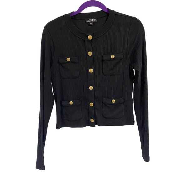 J. Crew Tops - J. Crew Vintage Rib Lady Jacket Blouse Size‎ M Black
